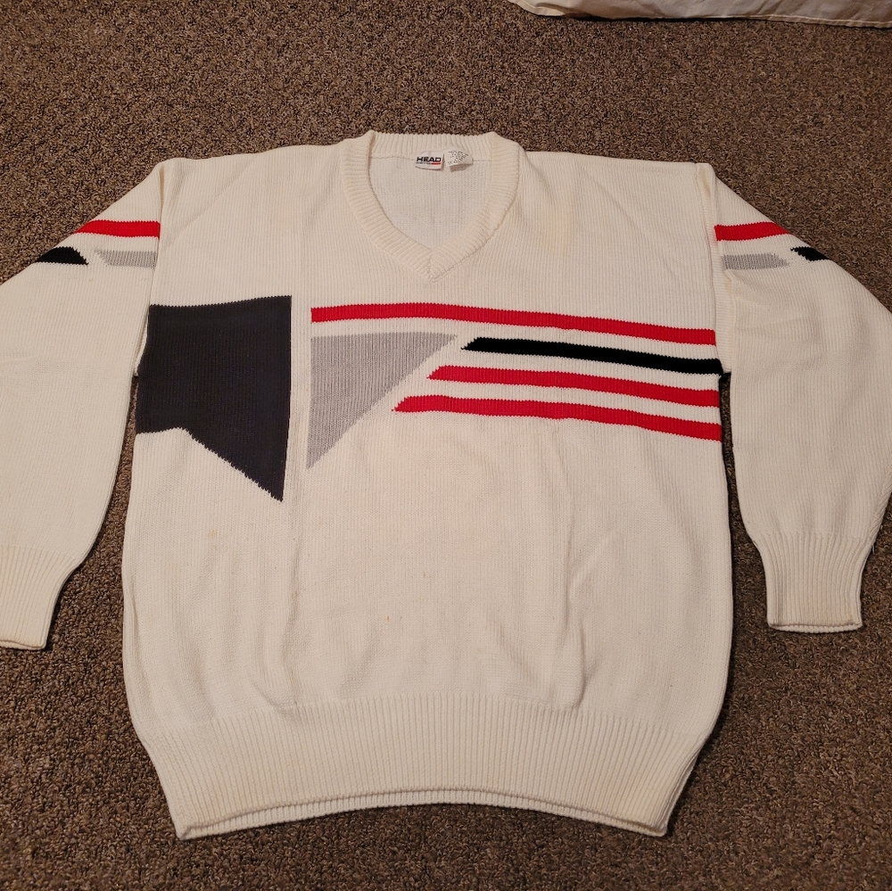 Vtg Head Sports Wear V Neck Sweater